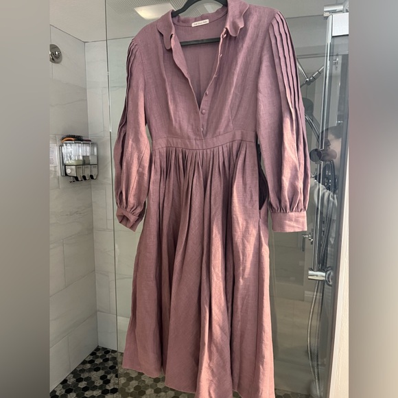Little Women Atelier Beth Dress in Lilac Linen - Picture 6 of 6